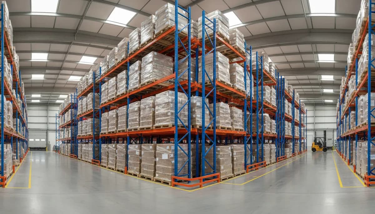 Fabrika ve depo tesis yönetimi — raf sistemleriyle modern lojistik deposu